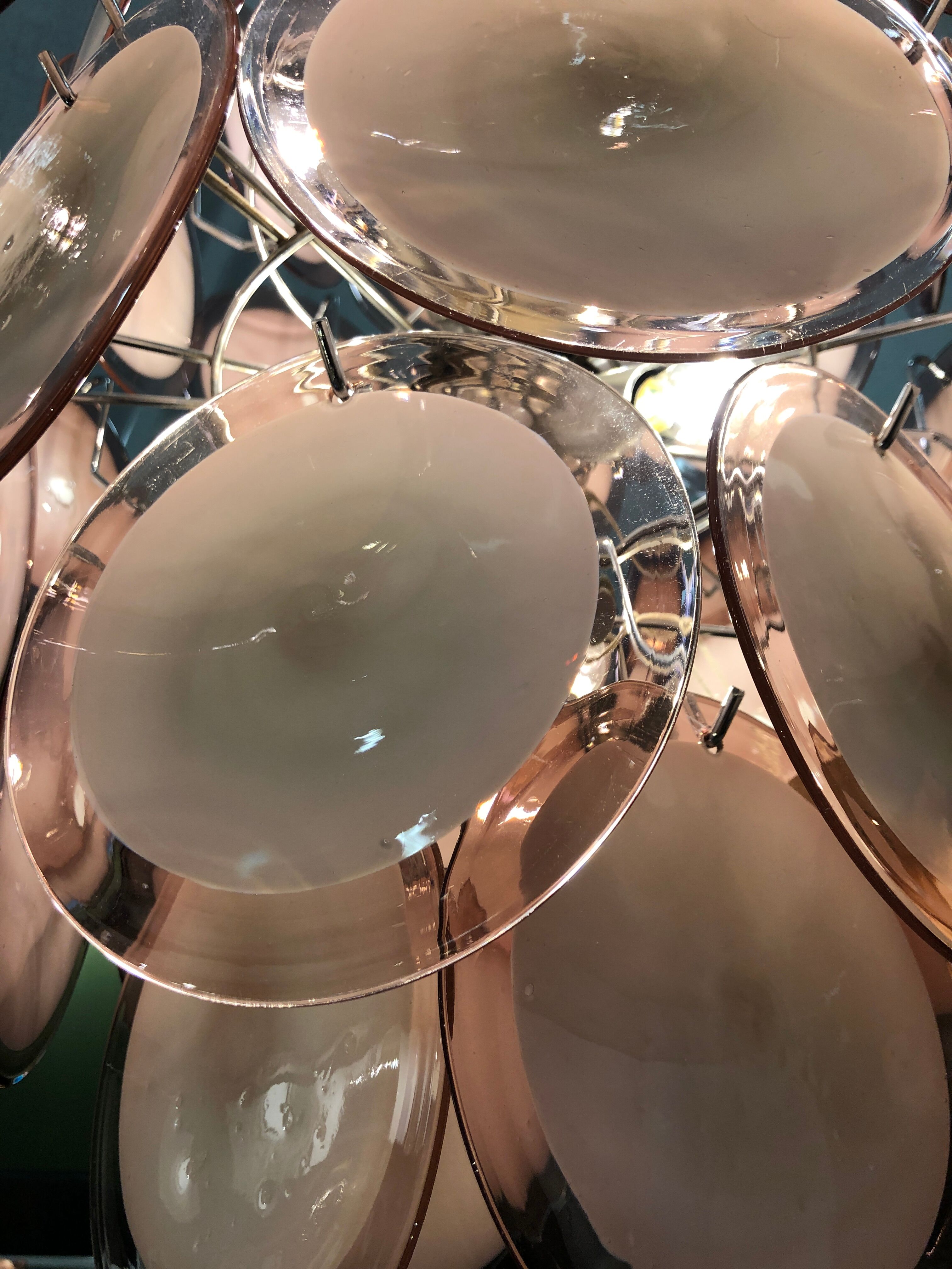 Murano Chandelier with 42 Crystal Disks design Gino Vistosi, 1970s