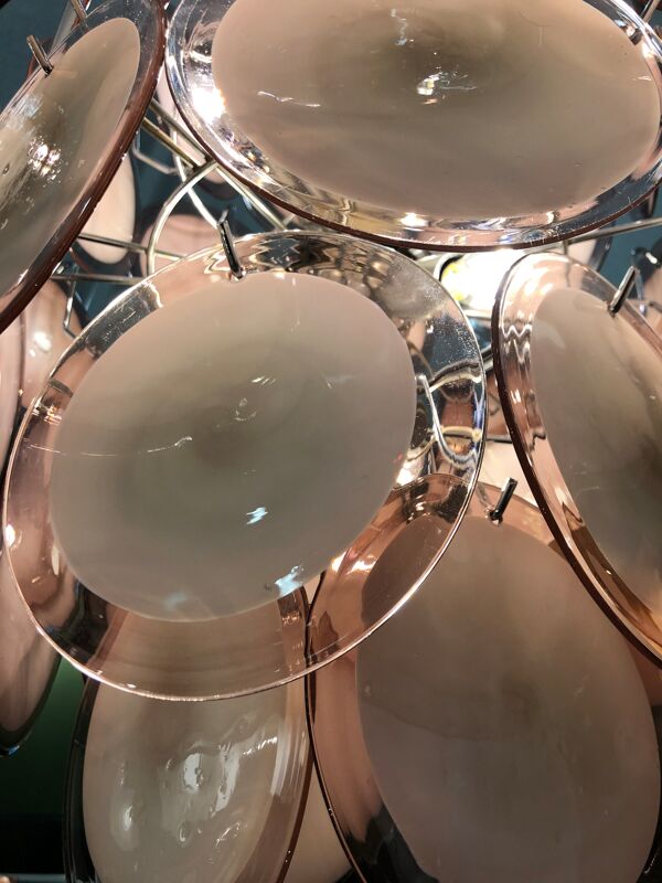 Lustre de Murano avec 42 disques de cristal design Gino Vistosi, années 1970