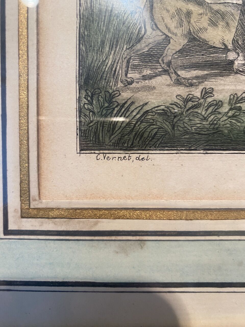 Antique engraving , the hunter to the discovery early XX century