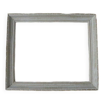 Circa 1950 old gray-blue lacquered molded wood frame 55 x 45 cm