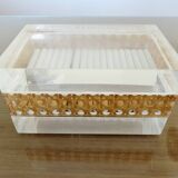 Set for smoker in plexiglass and cane, ashtray, lighter, cigarette box 1970