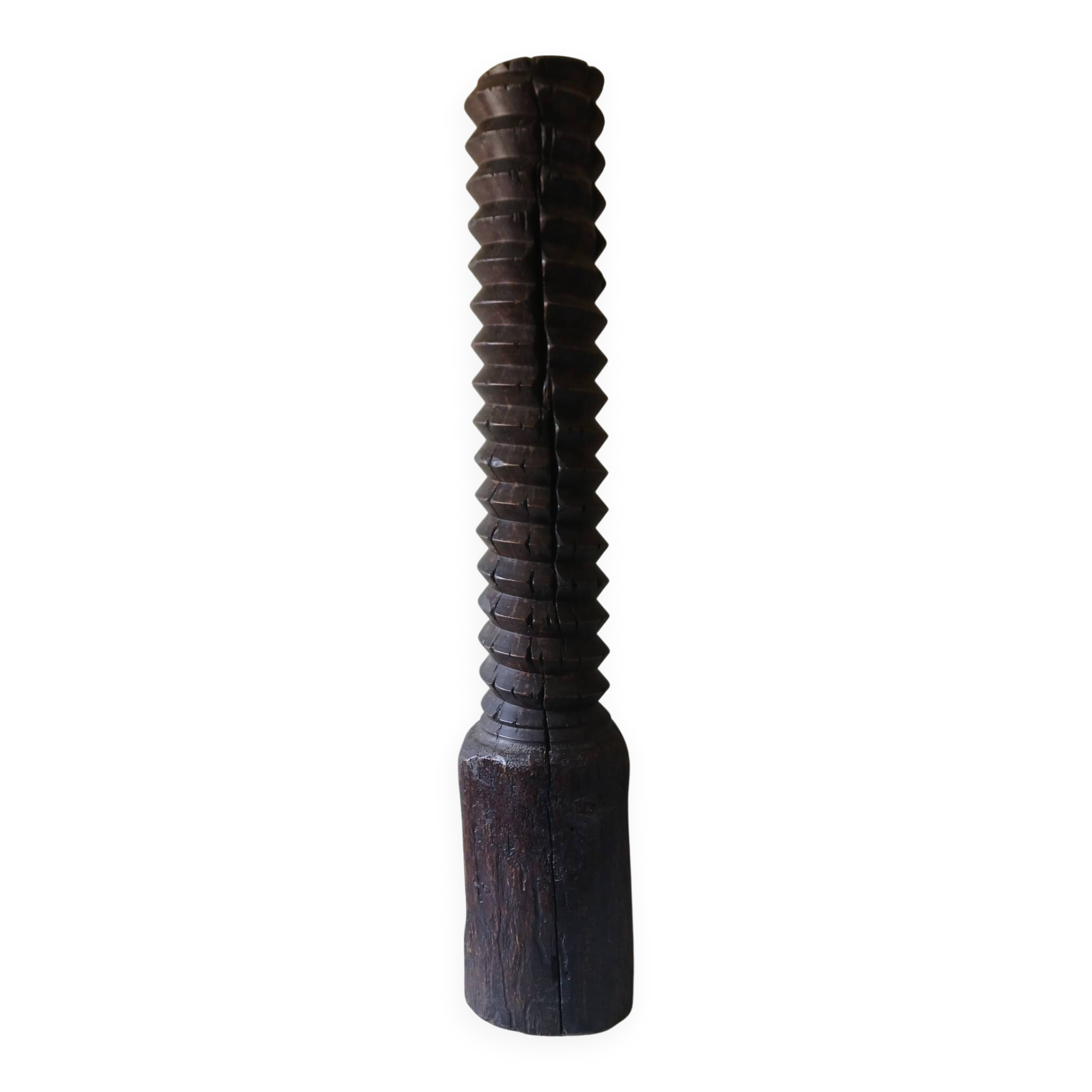 Old solid wood wine press screw, H 144 cm, Weight 37.5 kg