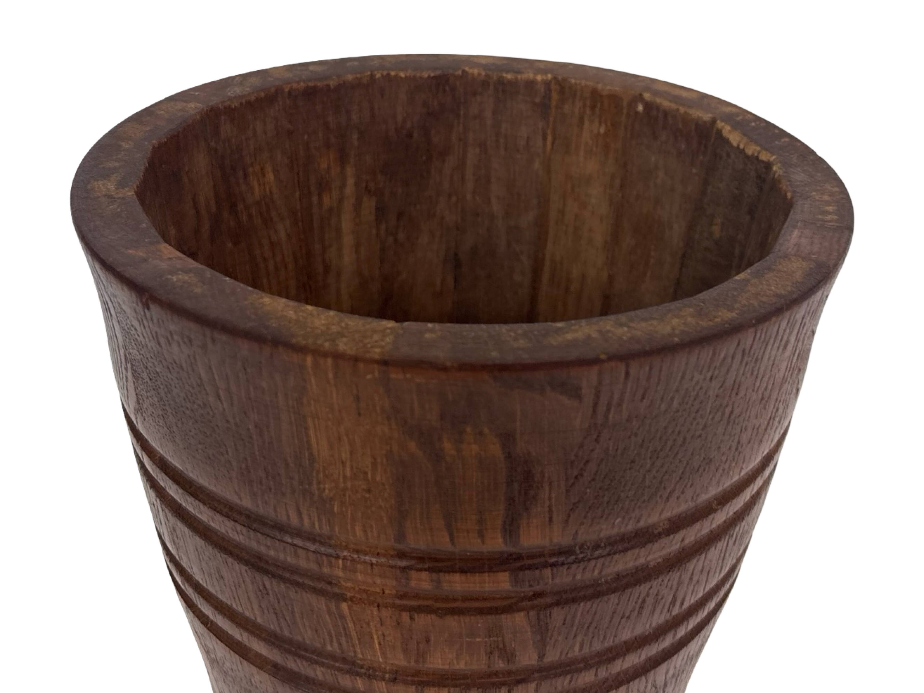 Vintage umbrella stand - holder oak basket storage design 60's minimalist