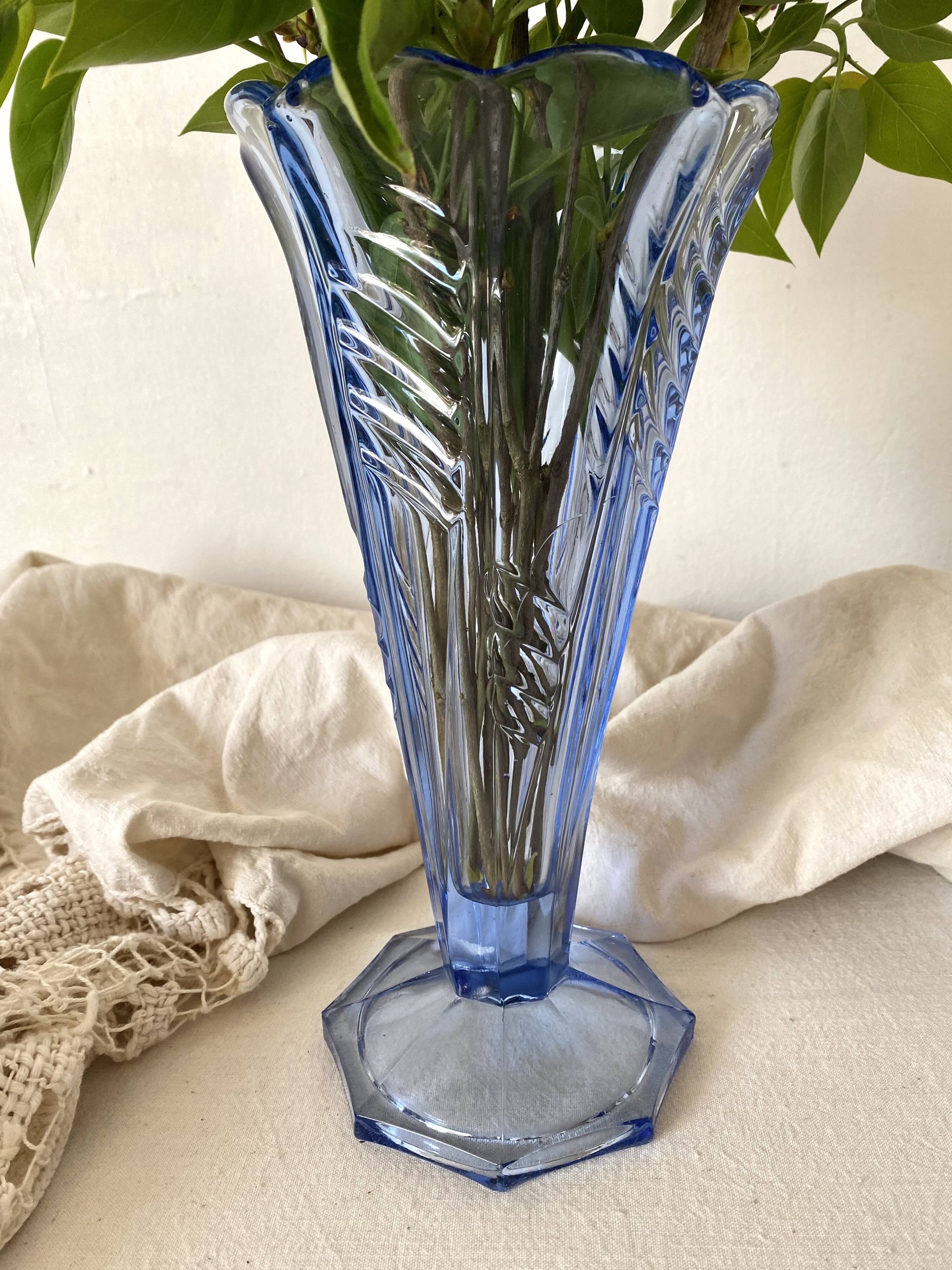 Antique blue cornet vase 27 cm