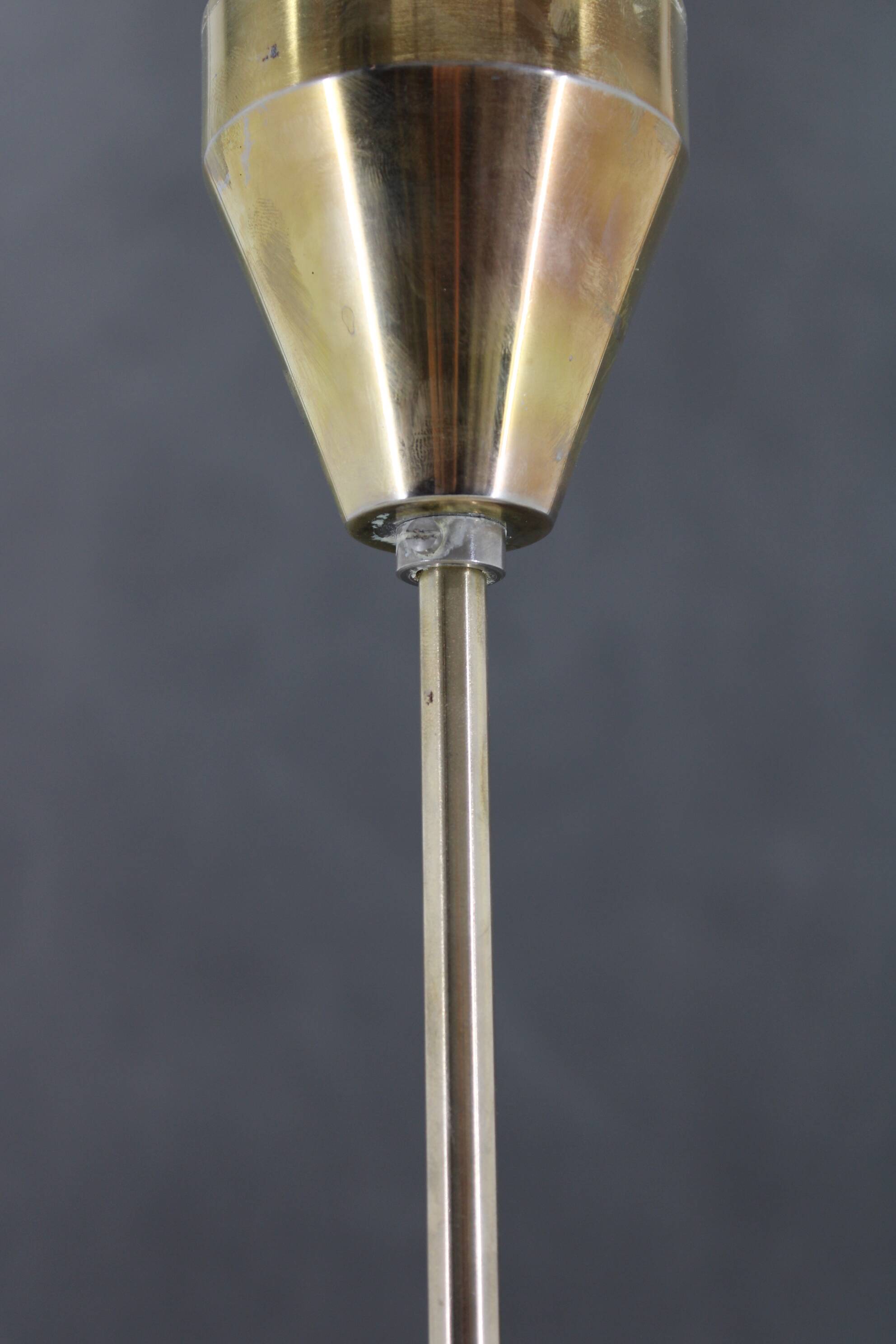 1970s Brass 9-Flamming Chandelier by Sputnik , Czechoslovakia