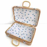 Rattan suitcase and wicker interior flowered