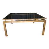 Table basse Guy Lefevre en laiton et verre