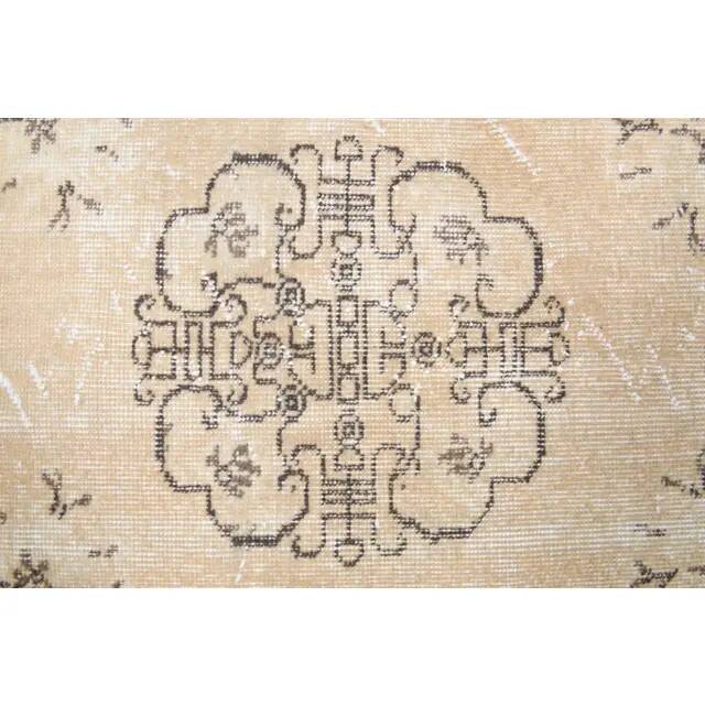 1970s Turkish Oushak Handmade Wool Cotton Beige Area Rug 116x192