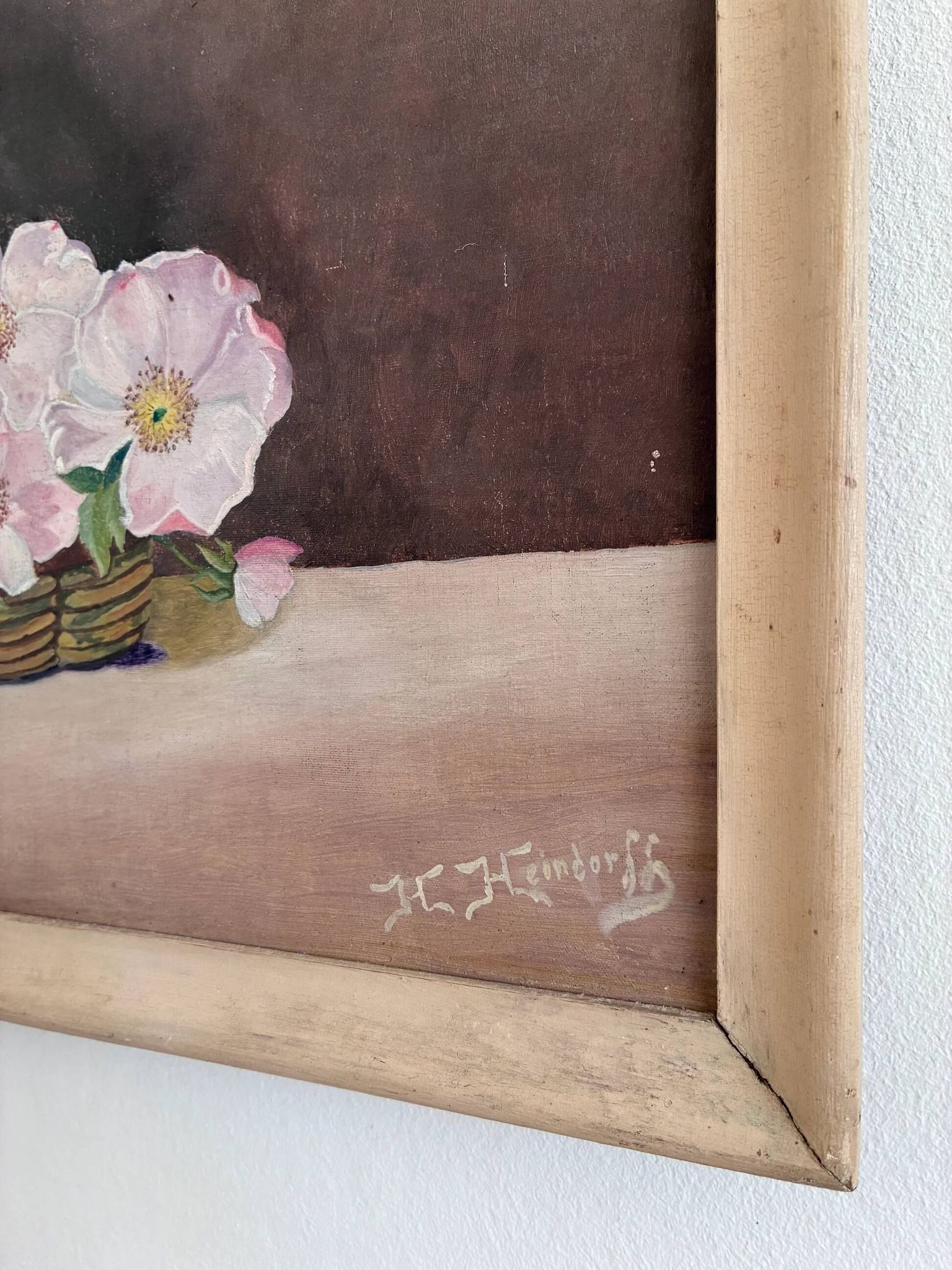 Vintage original flower oil painting, floral still life art