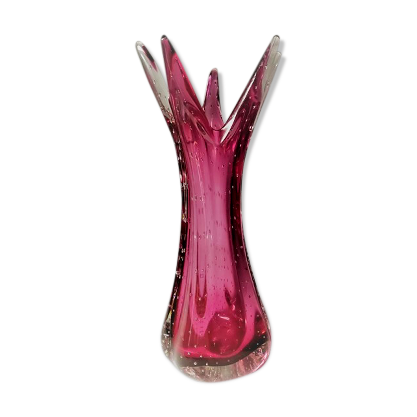 Glass Vase By Murano Bullicante By Archimedes Seguso , Italy.