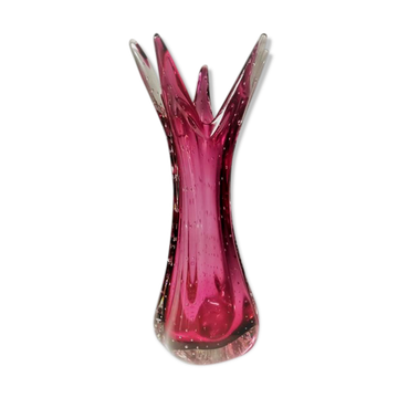 Glass Vase By Murano Bullicante By Archimedes Seguso , Italy.