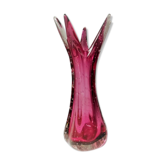 Glass Vase By Murano Bullicante By Archimedes Seguso , Italy.