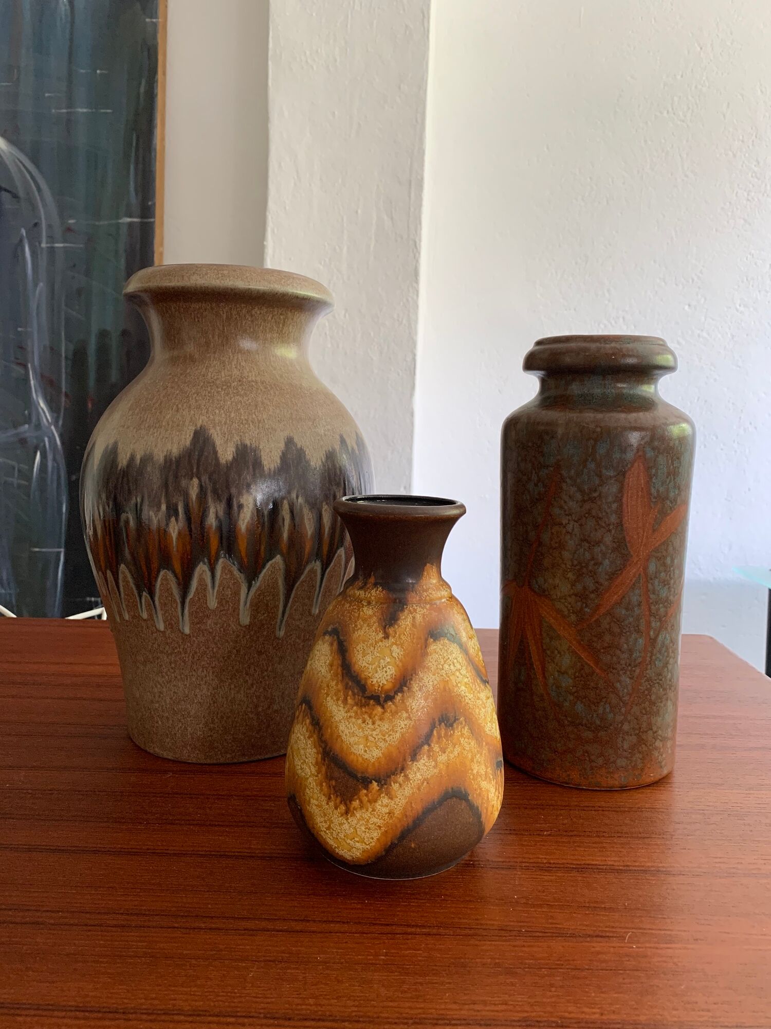 Trio de vases céramique vintage années 50-60