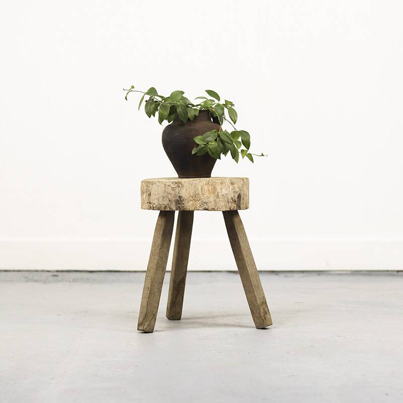 Old Antique Wabi Sabi Primitive pine stool