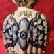 Antique ceramic lamp with brass or bronze base from the attic