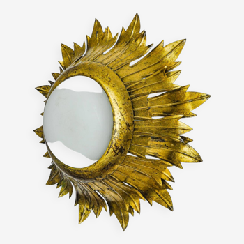 Applique soleil par ferro arte, métal et feuille d'or, espagne, 1960