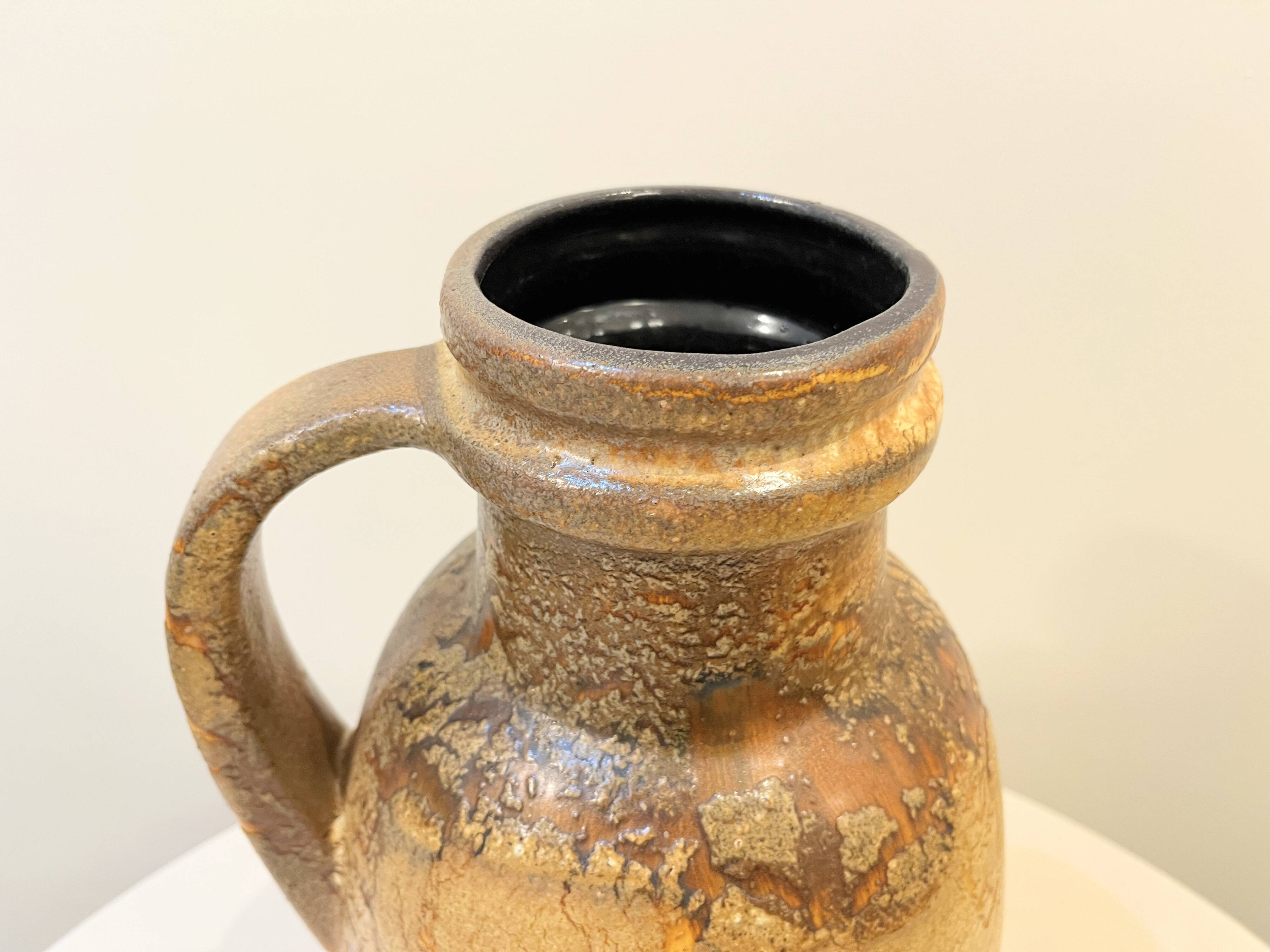 XXL Floor vase ceramic beige brown Scheurich 417-42 Fat Lava West Germany vintage 1950s 1960s