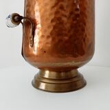 Coal bucket in hammered copper, brass and porcelain