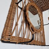 Woven wicker coat rack