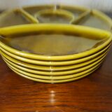 6 assiettes à huître en faïence de Gien vertes