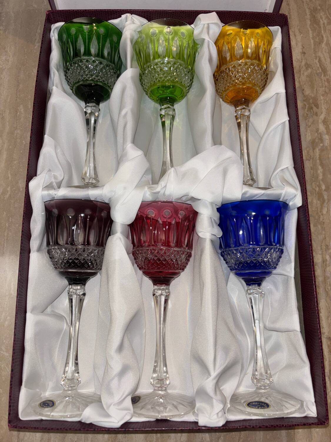 6 Roemers crystal wine glasses