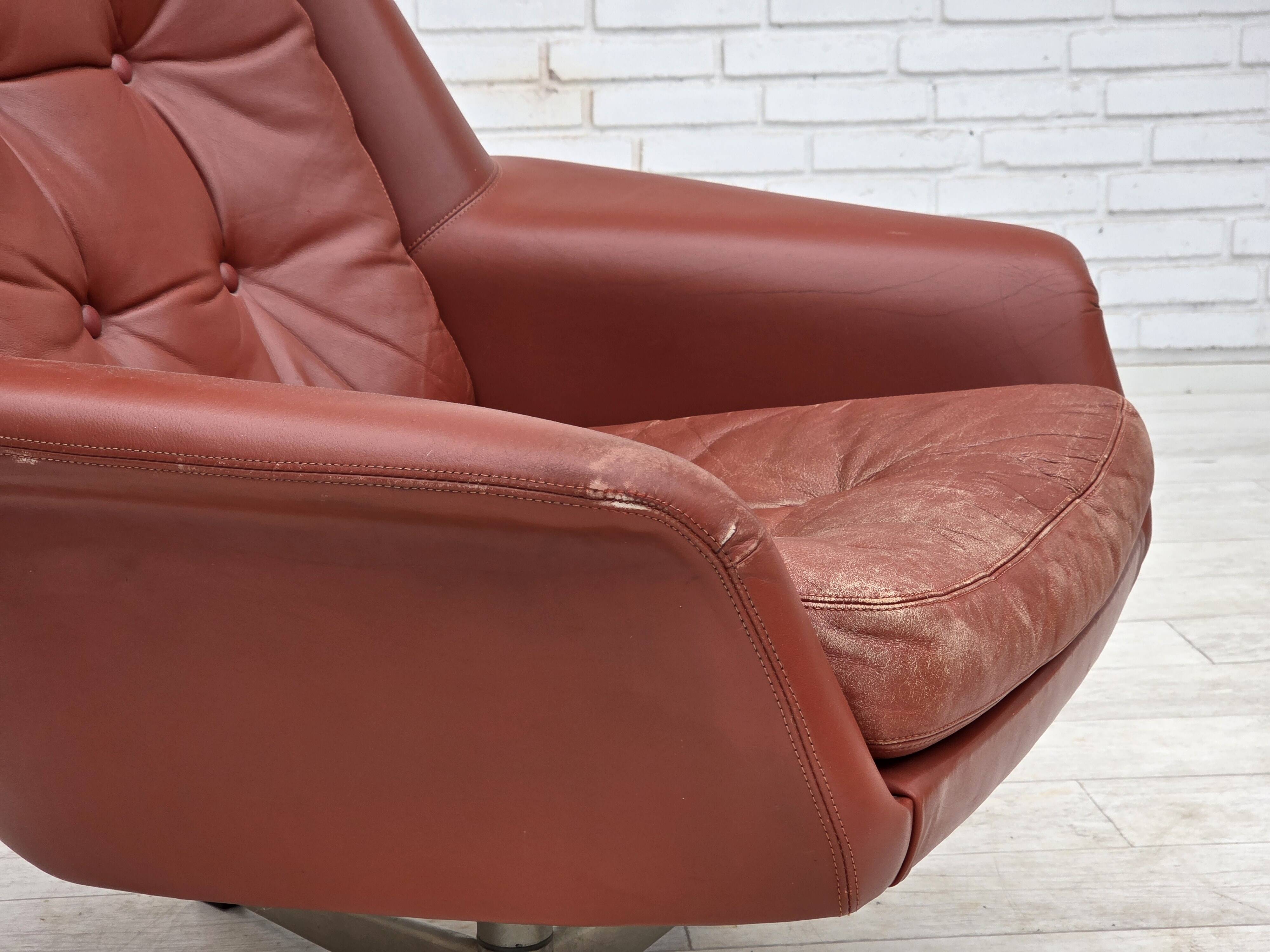 1970s, Danish design by H.W.Klein, swivel armchair, furniture leather.