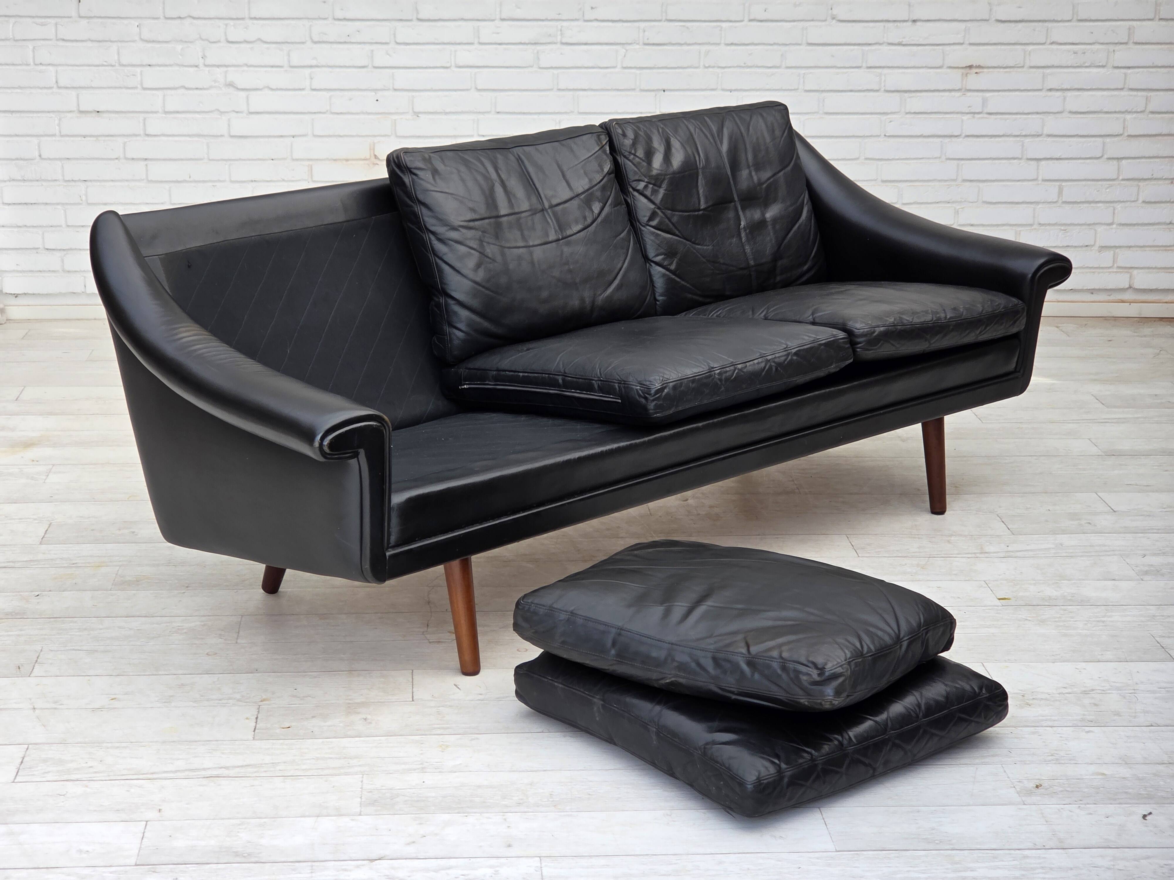 1960s, Danish design by Aage Christensen, 3-seater sofa, leather.