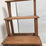 Chaise   escabeau bibliothèque en chêne années 50-60