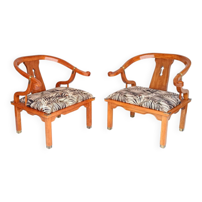 2 fauteuils fer à cheval américains attribués à James Mont