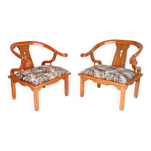 2 fauteuils fer à cheval américains attribués à James Mont