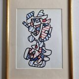 Sérigraphie d’après Jean Dubuffet,  encadrée, années 70, 23 x 31 cm