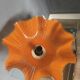 Polish ceiling lamp, orange hand-painted glass with wavy edge, 1970s-80s