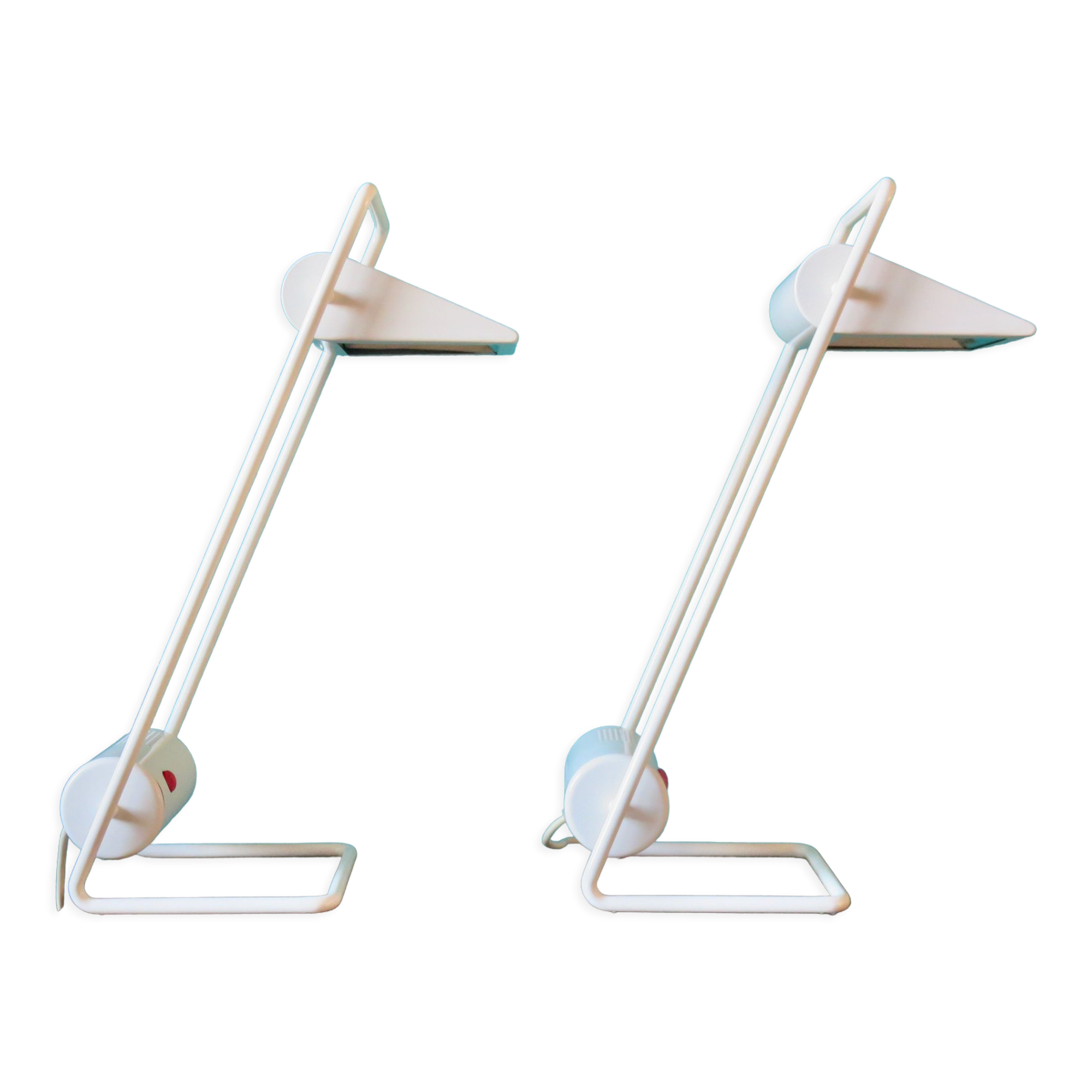 Pair of lamps in white lacquered metal "Arkilux". Denmark 1995