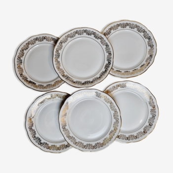 Set of 6 French porcelain plates