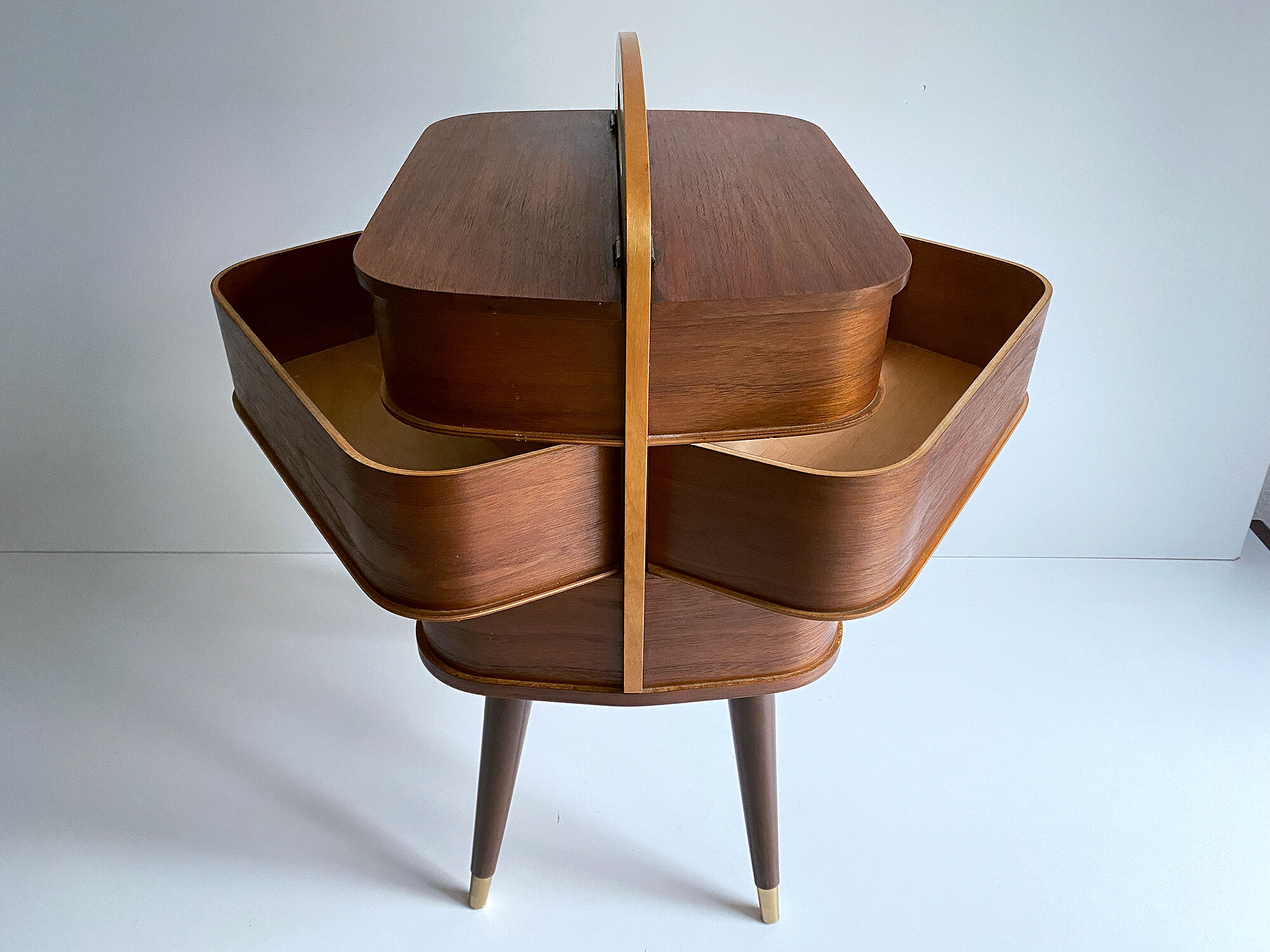 60s Portable Scandinavian Seamstress Worker, Wood