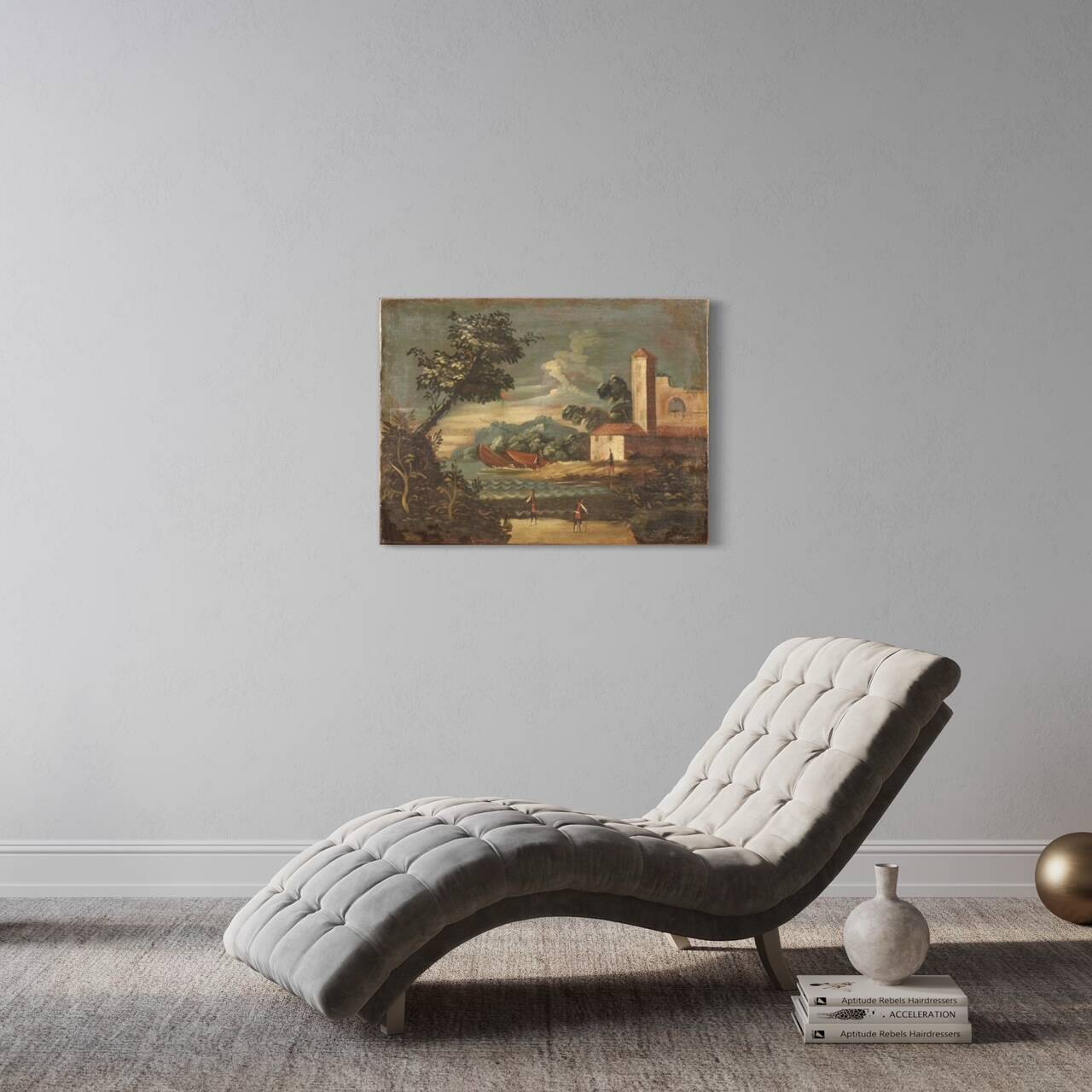 Peinture de paysage marin italienne du XVIIIe siècle.