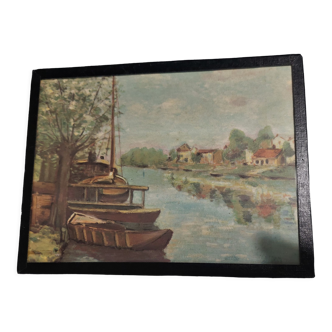 Illustration boats and river