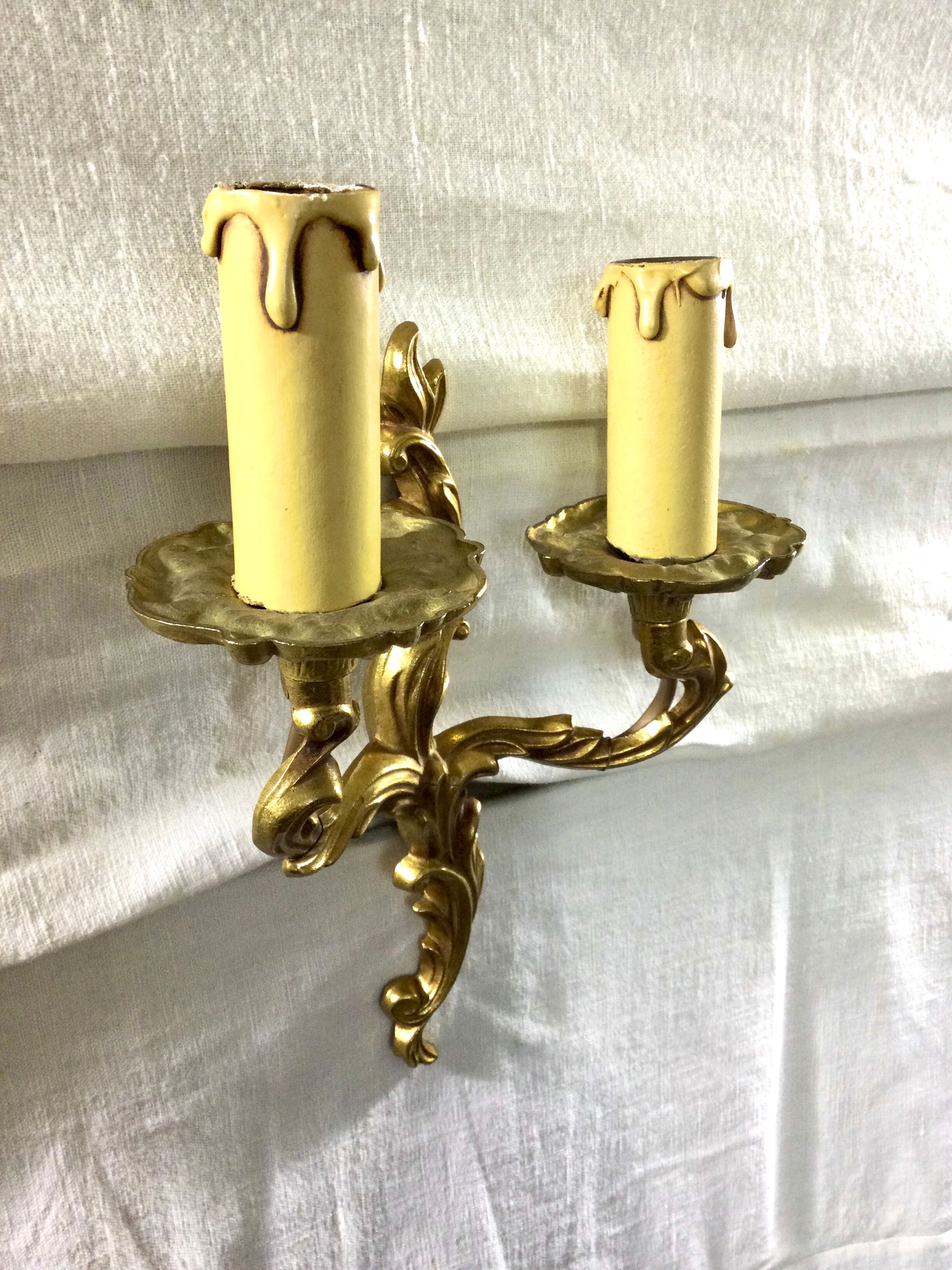 Louis XV style bronze wall lamp with 2 lights