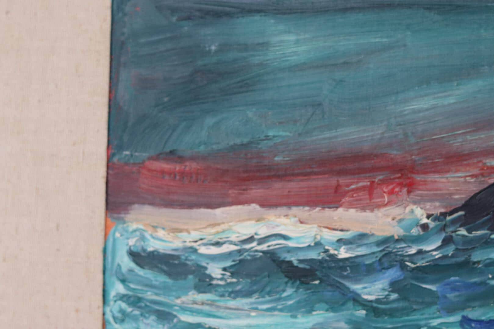 Original Mid Century Swedish Oil on Panel – “Waves” by Louis Zelig – Signed