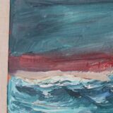Original Mid Century Swedish Oil on Panel – “Waves” by Louis Zelig – Signed