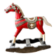 Large decorative rocking horse made of carved and hand-painted wood.