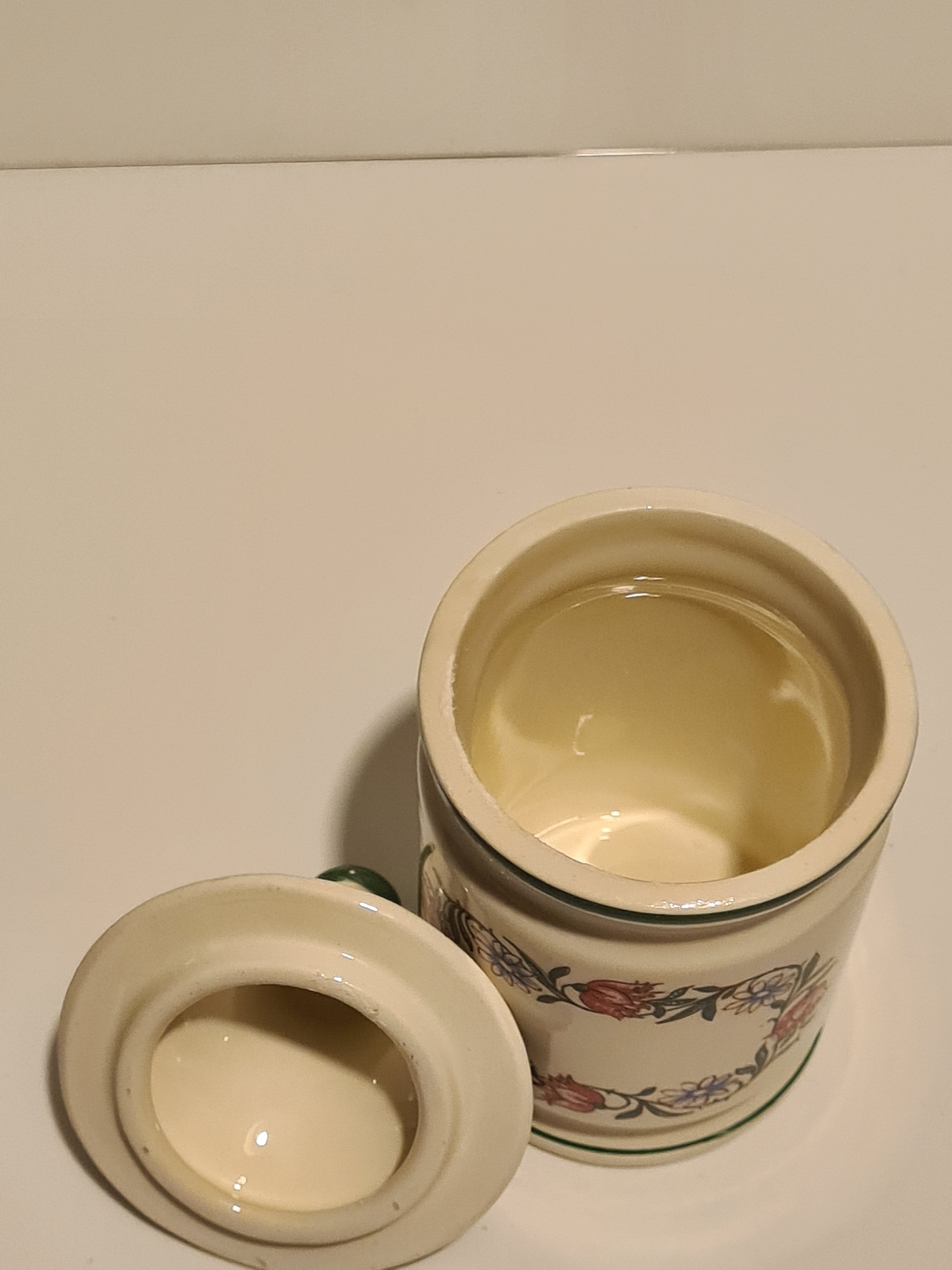 Pot mustard Parizot faience Digoin Sarguemine floral décor