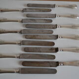 12 antique metal silver monogram table knives