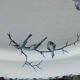 Dish in Terre de Fer decoration Spring, birds - 38x47 cms
