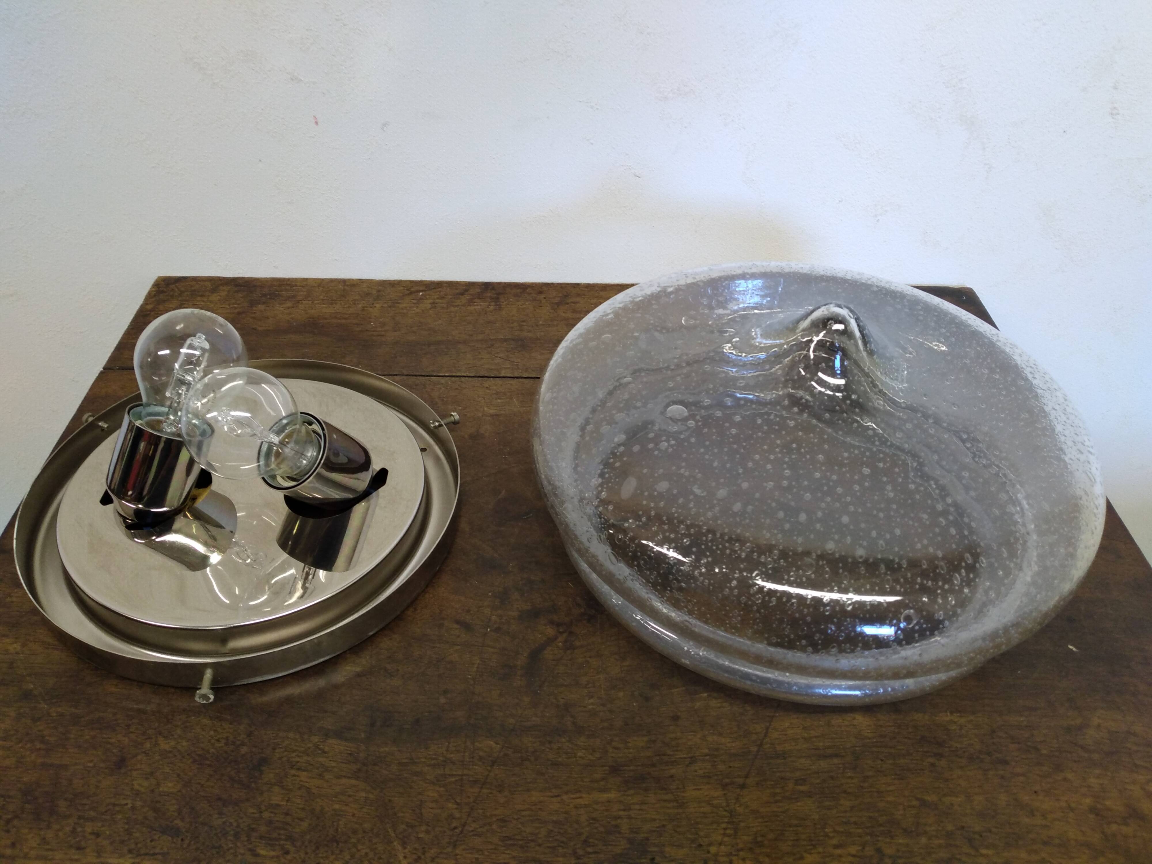 Plafonnier en verre bullé