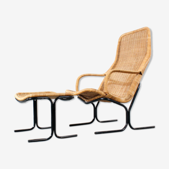 Rattan lounge chair + footstool design Dirk van Sliedregt