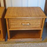 Pair of rattan bedside tables