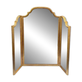 Large vintage triptych mirror in gilded wood, Deknudt - 81 x 100 cm