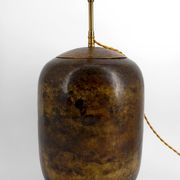 Art Deco modernist lamp in patinated brass, circa 1930.