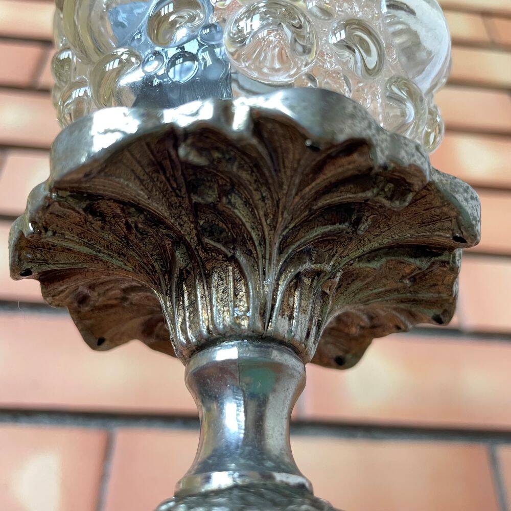Baroque inspired ornate brass and bubble glass table